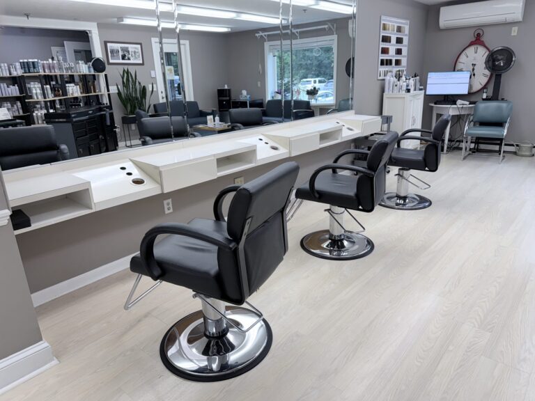 Open salon floor inside New Image Hair Salon in Dennis, MA